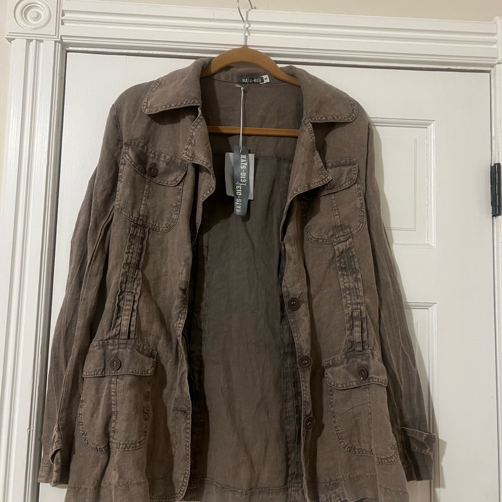 Brown Utility Jacket NAIS 013 Women's
100% Linen.  Made in Italy. NWT